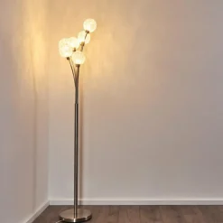 hofstein Lampadaire Bernado Nickel mat, 6 lumières