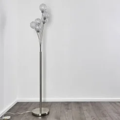 hofstein Lampadaire Bernado Nickel mat, 6 lumières