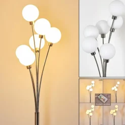 hofstein Lampadaire Bernado Nickel mat, 6 lumières