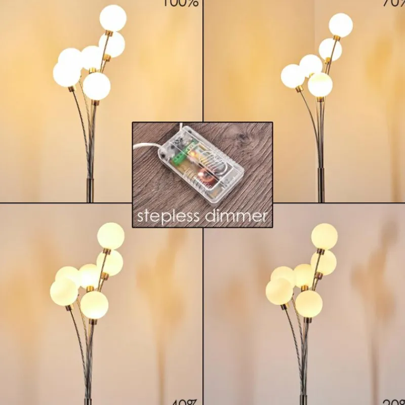 hofstein Lampadaire Bernado Nickel mat, 6 lumières