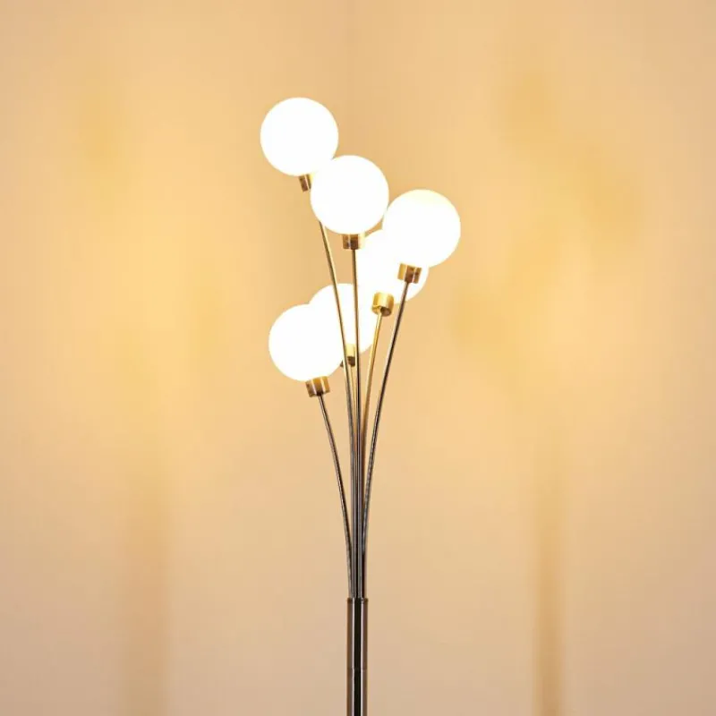 hofstein Lampadaire Bernado Nickel mat, 6 lumières