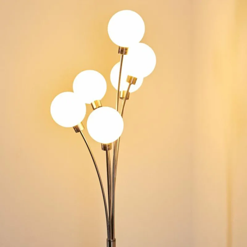 hofstein Lampadaire Bernado Nickel mat, 6 lumières