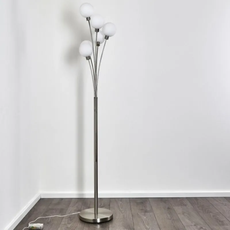 hofstein Lampadaire Bernado Nickel mat, 6 lumières