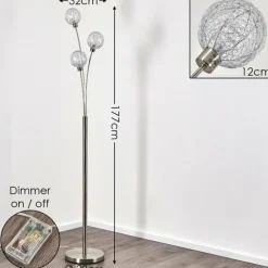 hofstein Lampadaire Bernado Nickel mat, 3 lumières