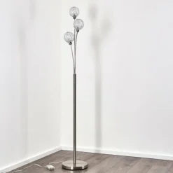 hofstein Lampadaire Bernado Nickel mat, 3 lumières