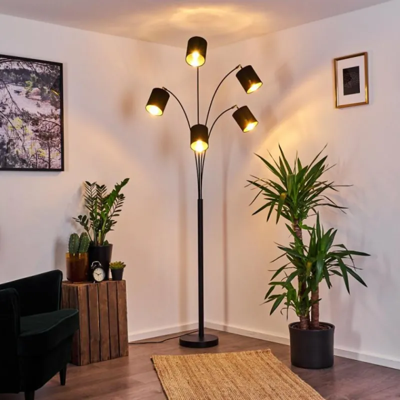 Lampes En Tissu-hofstein Lampadaire Bhutan Noir, 5 lumières