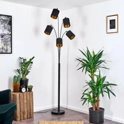 Lampes En Tissu-hofstein Lampadaire Bhutan Noir, 5 lumières