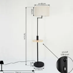 Lampes En Tissu-hofstein Lampadaire Bigand Écru, Noir, 1 lumière