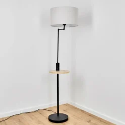 Lampes En Tissu-hofstein Lampadaire Bigand Écru, Noir, 1 lumière