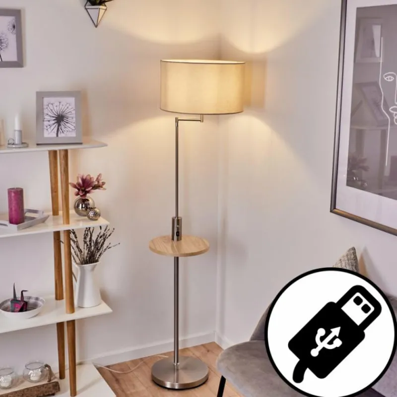 Lampes En Tissu-hofstein Lampadaire Bigand Nickel mat, 1 lumière