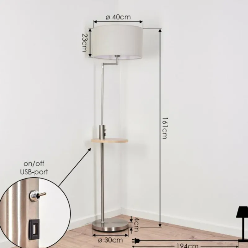 Lampes En Tissu-hofstein Lampadaire Bigand Nickel mat, 1 lumière