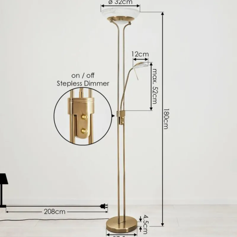 hofstein Lampadaire Biot LED Laiton, 2 lumières* Éclairage Led