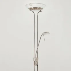 hofstein Lampadaire Biot LED Nickel mat, 2 lumières