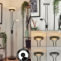 hofstein Lampadaire Biot LED Noir, 2 lumières