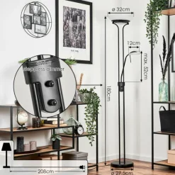 hofstein Lampadaire Biot LED Noir, 2 lumières