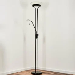 hofstein Lampadaire Biot LED Noir, 2 lumières