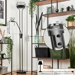 hofstein Lampadaire Biot LED Noir, 2 lumières