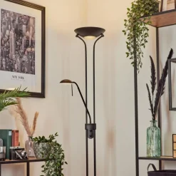 hofstein Lampadaire Biot LED Noir, 2 lumières