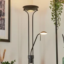 hofstein Lampadaire Biot LED Noir, 2 lumières