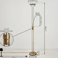 hofstein Lampadaire Biot LED Vieux laiton, 2 lumières