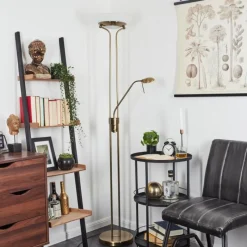 hofstein Lampadaire Biot LED Vieux laiton, 2 lumières