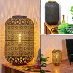 Lampe Turque-hofstein Lampadaire Blanes Noir doré, 1 lumière