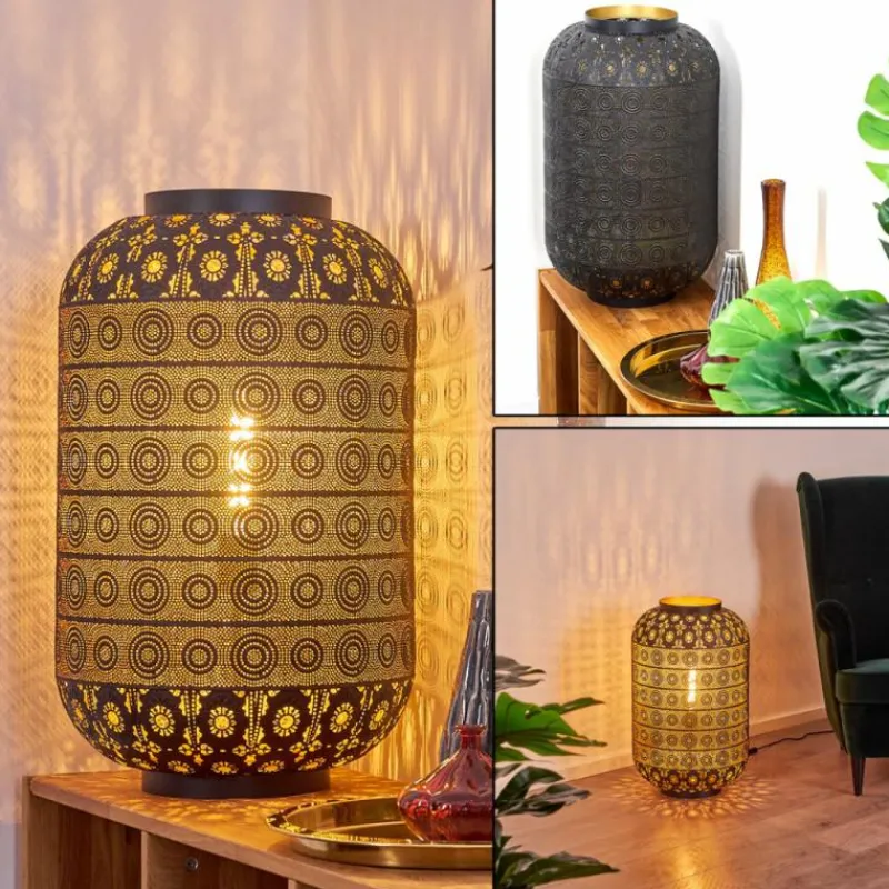 Lampe Turque-hofstein Lampadaire Blanes Noir doré, 1 lumière