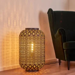 Lampe Turque-hofstein Lampadaire Blanes Noir doré, 1 lumière