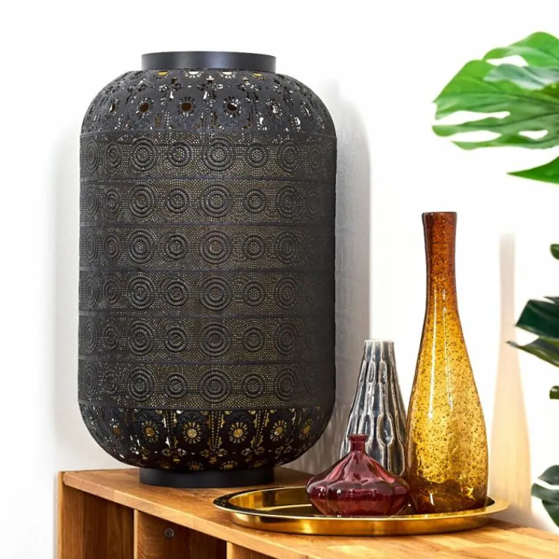 Lampe Turque-hofstein Lampadaire Blanes Noir doré, 1 lumière