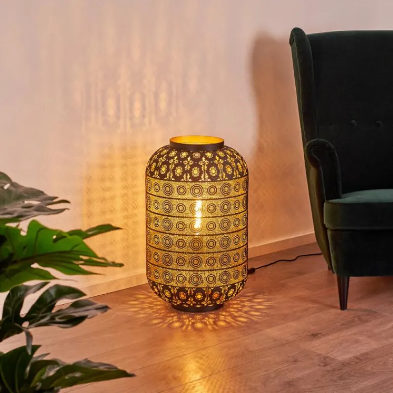 Lampe Turque-hofstein Lampadaire Blanes Noir doré, 1 lumière
