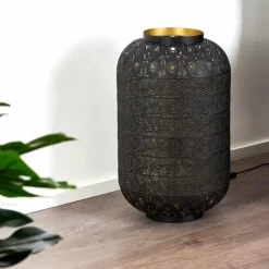 Lampe Turque-hofstein Lampadaire Blanes Noir doré, 1 lumière