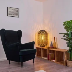 Lampe Turque-hofstein Lampadaire Blanes Noir doré, 1 lumière