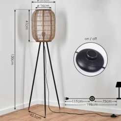 Lampes Vintages & Rétros-hofstein Lampadaire Boudou Noir, 1 lumière