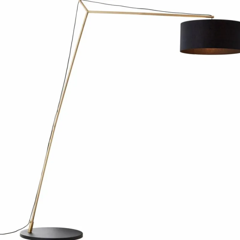 Lampes En Tissu-Luminaires Brilliant Lampadaire Brilliant Annice Or, Noir, 1 lumière