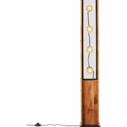 Luminaires Rustiques-Luminaires Brilliant Lampadaire Brilliant Calandra Bois clair, Noir, 4 lumières