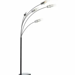 Suspension Verre Fumé-Luminaires Brilliant Lampadaire Brilliant Glasini Noir, 5 lumières