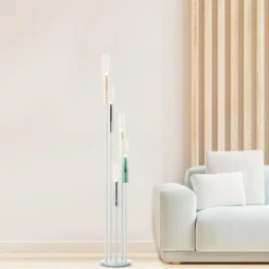 Lampes Dorées-Luminaires Brilliant Lampadaire Brilliant Inez LED Argenté, 5 lumières