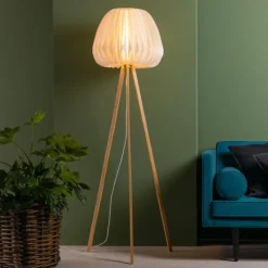 Luminaires Scandinaves-Luminaires Brilliant Lampadaire Brilliant Inna Bois clair, Blanc, 1 lumière