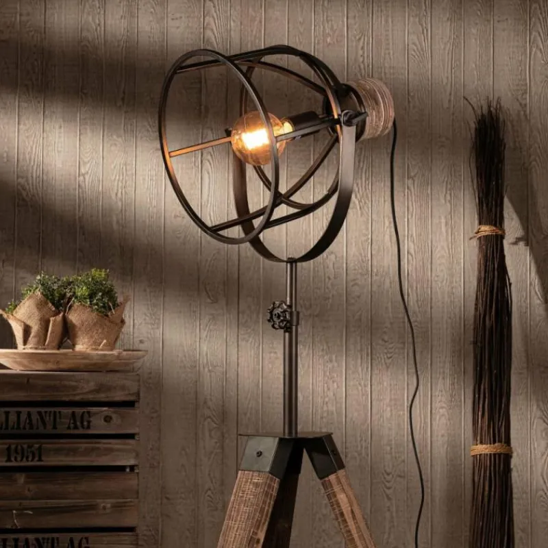 Luminaires Rustiques-Luminaires Brilliant Lampadaire Brilliant Matrix Anthracite, Bois foncé, 1 lumière