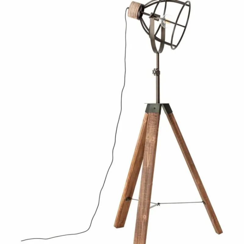 Luminaires Rustiques-Luminaires Brilliant Lampadaire Brilliant Matrix Anthracite, Bois foncé, 1 lumière