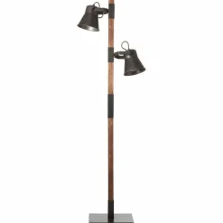 Luminaires Rustiques-Luminaires Brilliant Lampadaire Brilliant Plow Bois foncé, Noir, 2 lumières