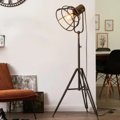 Lampes Industrielles-Luminaires Brilliant Lampadaire Brilliant Reece Cuivre, Noir, 1 lumière