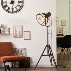 Lampes Industrielles-Luminaires Brilliant Lampadaire Brilliant Reece Cuivre, Noir, 1 lumière