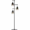 Suspension Verre Fumé-Luminaires Brilliant Lampadaire Brilliant Simonis Noir, 3 lumières