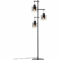 Suspension Verre Fumé-Luminaires Brilliant Lampadaire Brilliant Simonis Noir, 3 lumières