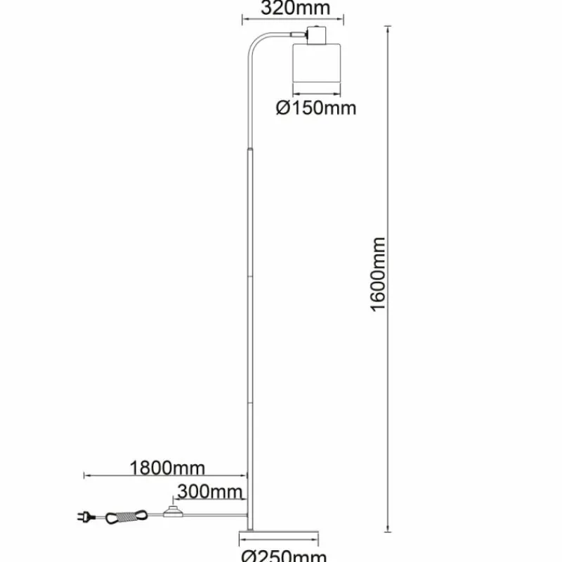 Luminaires Scandinaves-Luminaires Brilliant Lampadaire Brilliant Weald Bois clair, Noir, 1 lumière