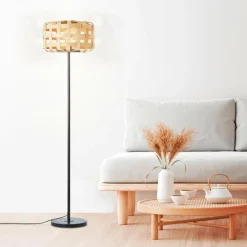 Luminaires Rustiques-Luminaires Brilliant Lampadaire Brilliant Woodline Noir, 1 lumière