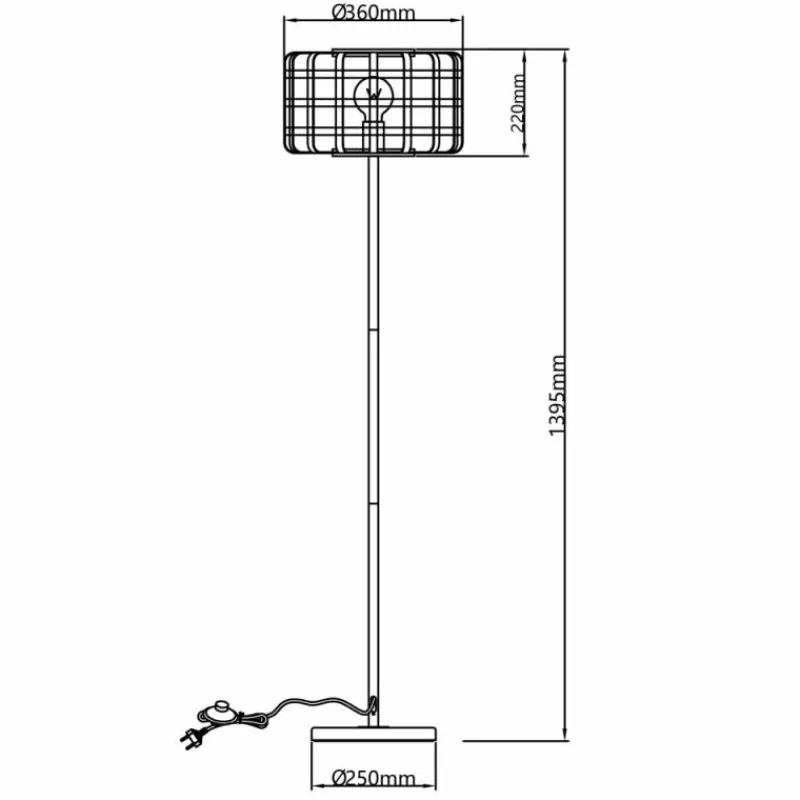 Luminaires Rustiques-Luminaires Brilliant Lampadaire Brilliant Woodline Noir, 1 lumière