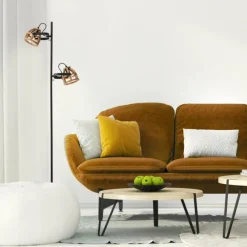 Lampes Vintages & Rétros-Luminaires Brilliant Lampadaire Brilliant-Leuchten Calley Noir, 2 lumières