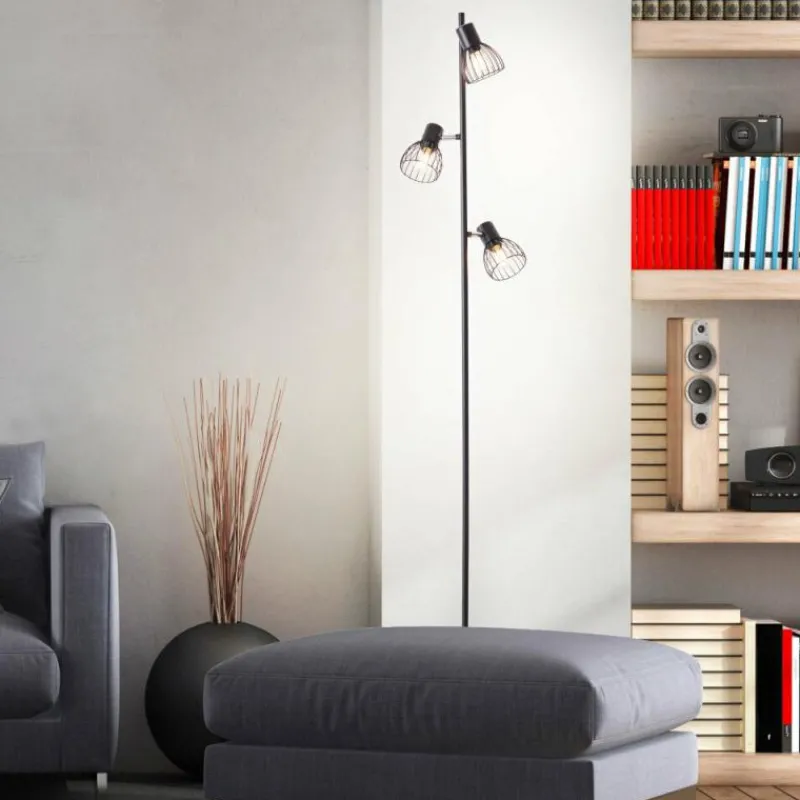 Luminaires Brilliant Lampadaire Brilliant-Leuchten Blacky Noir, 3 lumières* Lampadaires Et Lampes Sur Pied